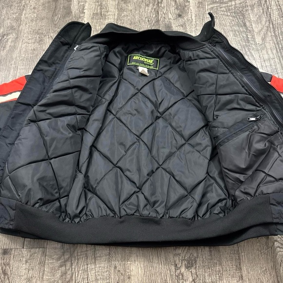 Vintage Arctic Cat Snowmobile Racing Jacket Zip Out Liner Thinsulate Checkered - Picture 4 of 5